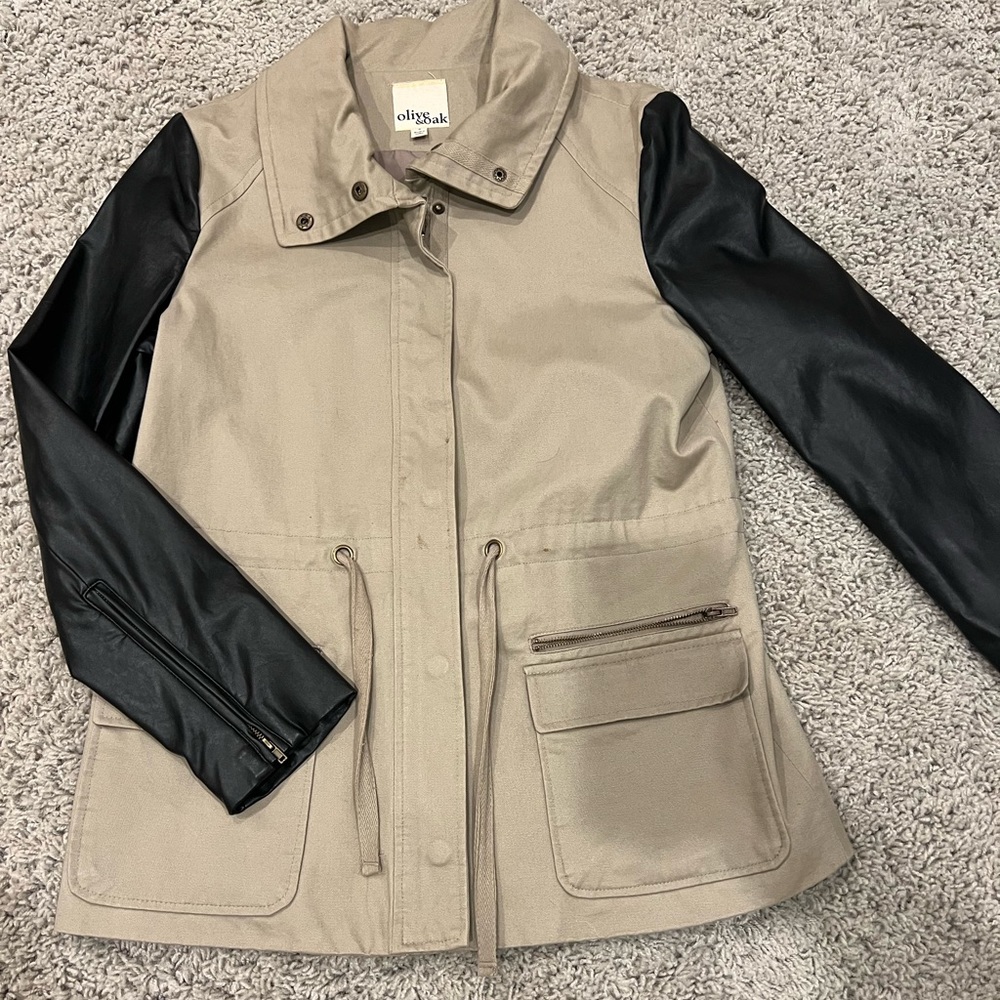 Faux Leather and Canvas Cute Jacket Small